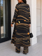 Long Sleeve Print Coat Skin Two Piece Pants Set HNIF-HN188