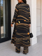 Long Sleeve Print Coat Skin Two Piece Pants Set HNIF-HN188