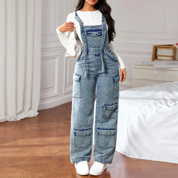 Cowboy Shoulder Strap Jumpsuit GDAM-218972
