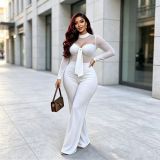 Mesh Patchwork Long Sleeve Jumpsuit GMYU-9262