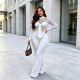 Mesh Patchwork Long Sleeve Jumpsuit GMYU-9262