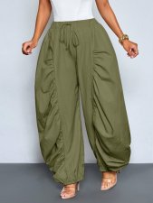 Solid Color Ruched Ice Silk Lantern Pants GQLK-6696