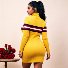 Plus Size Stripe High Collar Knits Sweater QMZF-1902