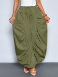 Solid Color Ruched Ice Silk Lantern Pants GQLK-6696