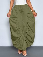 Solid Color Ruched Ice Silk Lantern Pants GQLK-6696