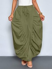 Solid Color Ruched Ice Silk Lantern Pants GQLK-6696
