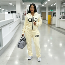 VIP1 Letter Print Long Sleeve Two Piece Pants Set QKYF-71657
