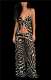 Animal Pattern Printed Sling Maxi Dress GXBQ-105