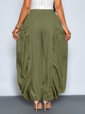 Solid Color Ruched Ice Silk Lantern Pants GQLK-6696