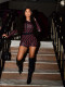 VIP1 Moon Print Long Sleeve Shorts Two Piece Set GFCF-1563