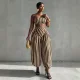 Stripe Warp Chest Top Lantern Pants 2 Piece Set GQLK-6695