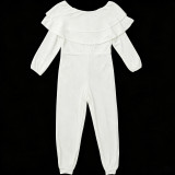 Plus Size One Shoulder Long Sleeve Knits Jumpsuit QMZF-1909