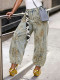 Plus Size Fashion Print Loose Jeans GYLN-2034