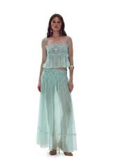 Chiffon Lace Splicing Tie Up Two Piece Skirts Set GKYS-3053-01