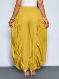 Solid Color Ruched Ice Silk Lantern Pants GQLK-6696