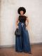 Plus Size Casual Tie Up Patchwork Wde Leg Jeans GYLN-6450