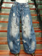 Plus Size Graffiti Holes Loose Jeans GYLN-5005
