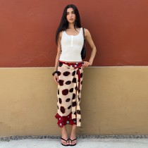 Irregular Polka Dot Print Long Skirt GYME-K6J11415A