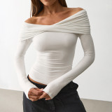 Ruched Off Shoulder Long Sleeve Tops GSBW-C26TP297