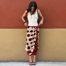 Irregular Polka Dot Print Long Skirt GYME-K6J11415A