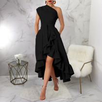 Off Shoulder Ruffles Split Maxi Dress YF-11076