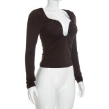 U Neck Long Sleeve Top GSBW-J26TP343