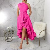 Off Shoulder Ruffles Split Maxi Dress YF-11076