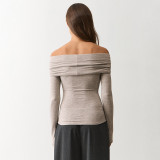 Ruched Off Shoulder Long Sleeve Tops GSBW-C26TP297