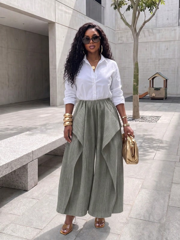 Solid Color Loose Wide Leg Pants GHYX-TXY5504