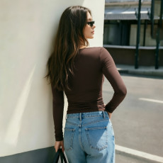 U Neck Long Sleeve Top GSBW-J26TP343