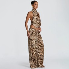 Sleeveless Backless Tie Up Print Pant Suit GYME-K6S15665A