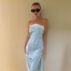 Lace Edge Halterneck Solid Maxi Dress GYME-K6D10431A