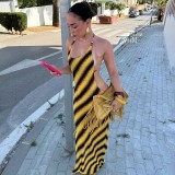 Sexy Halterneck Backless Print Maxi Dress GYME-K6D15511A