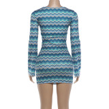 Wavy Pattern Contrast Color Mini Dress  GYME-K6D15276A