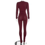 Solid Color Long Sleeve Top Pants Suit MXBF-J26ST374