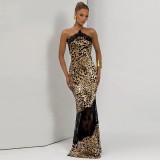Sleeveless Patchwork Mesh Maxi Dress GYME-K6D15666A