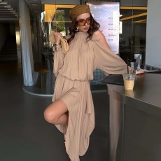 Off Shoulder Irregular Midi Dress GYME-K6D15288A