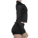 Long Sleeve T Shirt Two Piece Short Set GYME-K6S15081A