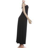 Solid Color Backless Maxi Dress GYME-K6D14269A