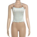 Halterneck Beading Stripe Tank Top GYME-K6B10711A