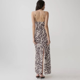 Mesh Patchwork V Neck Print Maxi Dress GZJQ-K6D15982A