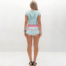 Letter Print Short Sleeve Top Short 2 Piece Set SHD-8513