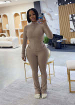 Solid Color Long Sleeve Sport Pants Suit NYF-8218