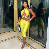 Solid Color Hollow Out Backless Seventh Jumpsuit MXBF-C26JP306