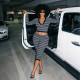Deep V Neck Stripe Print Two Piece Pants Set MXBF-J26ST363