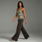 Stripe Print Sleeveless U Neck Two Piece Pants Set SHD-8128