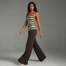 Stripe Print Sleeveless U Neck Two Piece Pants Set SHD-8128