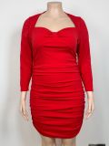 Plus Size Solid Color Ruched Mini Dress GAWE-6782