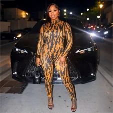 Long Sleeve Print Backless Jumpsuit GDSF-D26JP305