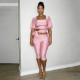 Solid Color Tie Up Top Seventh Pants Suit GSZM-C26ST290